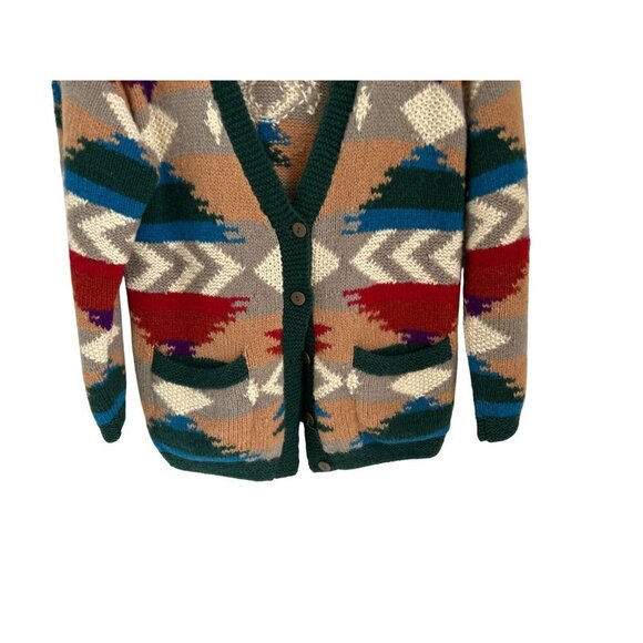 Jacquelyn By Browne Womens Aztec Pattern Wool Cardigan Sweater With Pockets & Bu - Picture 4 of 10